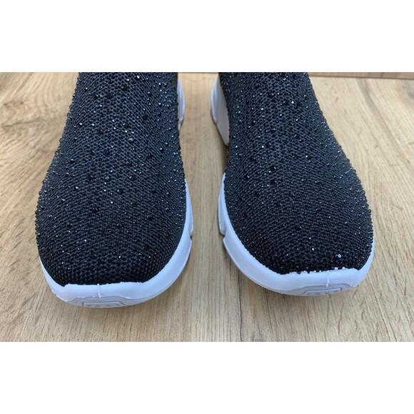 Azalea Wang DLamonds Sock Sneaker ShoesWomen's Size 7 Black Rhinestones Slip On - Picture 6 of 16